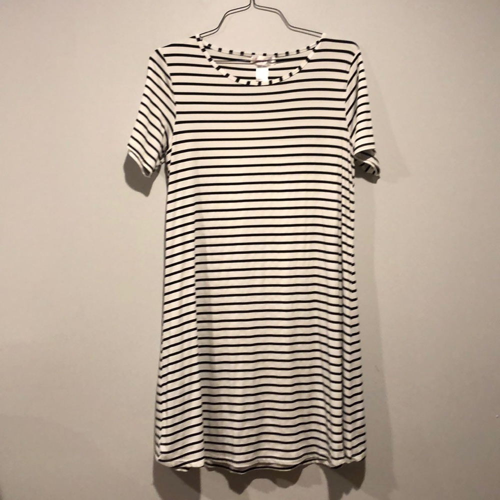 Top it Off Black and White Striped T-Shirt Dress
